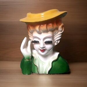 Vintage Lady Head Vase Original Dee Bee Co Imports Japan